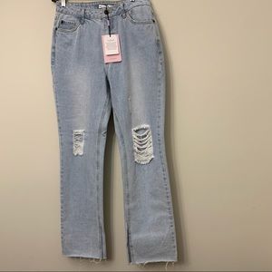 NWT- Anthropologie Avec Les Filles High Waisted Ripped Distressed Split Hem Jean